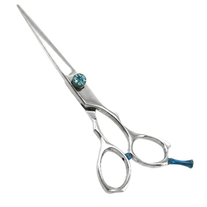 Ciseaux de coiffure professionnels en acier inoxydable, manche ergonomique incliné, fabrication pakistanaise pour salons et barbiers - Product Image 1