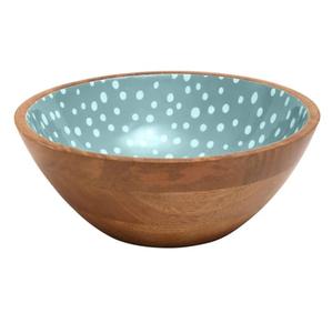 Cuenco grande de madera pulida para decoración de mesa de comedor y uso doméstico con cuenco de esmalte natural hecho a mano. - Product Image 1