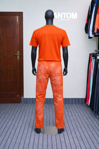 Conjunto de Sudadera y Pantalones Cortos de Chándal con Efecto Ácido, Manga Corta, Corte Cuadrado, Parche Personalizado, 2 Piezas, para Hombre - Product Image 4