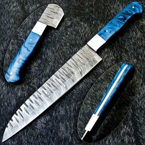 Cuchillo de Chef Profesional de Damasco |   Cuchilla Hecha a Mano Personalizada de 13 Pulgadas |   Refuerzo de Acero y Mango de Resina - Product Image 1