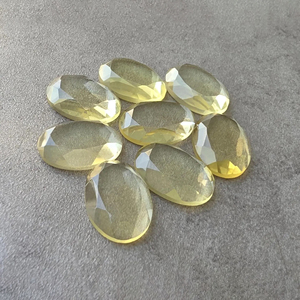 Natural Lemon Quartz <b>Tablet</b> Cut Oval Shape Flat Back Calibrated Gemstone for Jewelry Making - Product Image 2