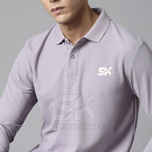 Último Estilo, Nueva Llegada, Camiseta Polo Lisa de Manga Larga para Hombre, Color Sólido, Precio al por Mayor, Camiseta Polo Lisa de Manga Larga - Product Image 5