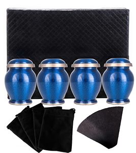 Urnes funéraires miniatures en laiton et marbre bleu, style américain, durables, lot de 4, pour cendres funéraires humaines, cendres commémoratives, crémation - Product Image 1