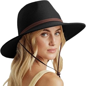 Chapeau Panama respirant personnalisé avec logo, couleur rose unie, grand chapeau Fedora de cowgirl en paille, ajustable, décontracté, pour le cyclisme, la randonnée, style jazz - Product Image 5