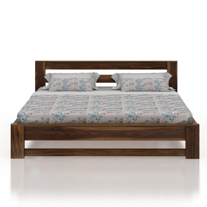 Cama King Size de Madera Tallada a Mano con Acabado en Nogal, Diseño Moderno, Estilo Bohemio, con Soporte de Listones de Madera de Teca - Product Image 2