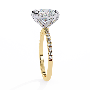 Bague de fiançailles en diamant de laboratoire taille princesse 2,00 ct, en vermeil d'or 18 carats, avec halo pavé et tige pavée, pour femme, luxe - Product Image 6