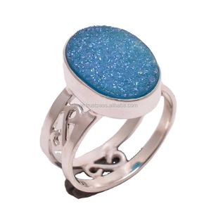 Anillos de plata de ley 925 con piedras preciosas, joyería hecha a mano con piedras naturales de titanio - Product Image 1