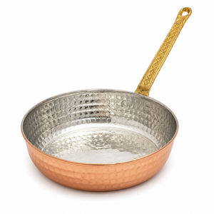 3 Ply Hammered Copper Frying <b>Pan</b> with Stainless Steel Lining, Brass Handle <b>Skillet</b>, Premium Chef Cookware, OEM ODM Wholesale - Product Image 1