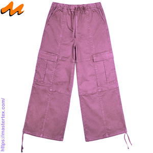 Pantalones Cargo Casuales de Verano para Mujer MASTER TEXTILE, Color Sólido, Pierna Ancha, Transpirables, Cintura Media, Hechos con Tela de 7.37 oz - Product Image 1