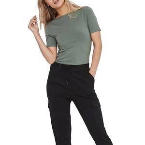 T-shirt Femme Slim Fit à Manches Courtes Col Rond Couleur Unie Tricoté Décontracté Toutes Saisons Vert Design Tendance Prix Usine B2B - Product Image 2
