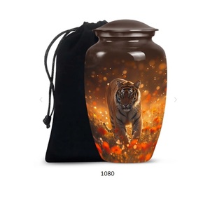 Whole Selling Black <b>Large</b> Tiger Cremation Adult Memorial <b>Urn</b> For Human Ashes Funeral Design Metal <b>Urn</b> Container Ashes For Female - Product Image 5