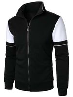 Sweat-shirt polaire zippé pour homme à col montant, style veste de survêtement, avec logo frontal, coloris contrastés et blocs de couleur sportifs, pour tenue décontractée d'hiver