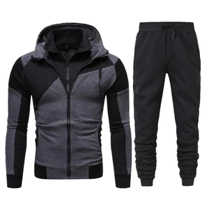Ensemble de survêtement décontracté 2 pièces pour homme, automne-hiver, imprimé délavé à l'acide, avec sweat à capuche zippé et pantalon, léger et respirant - Product Image 3