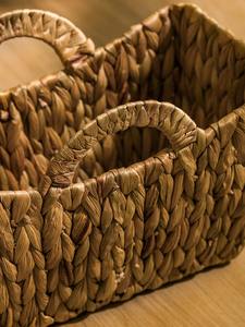 ตะกร้าผักตบชวาพร้อมหูหิ้วแข็งแรง ตะกร้าเก็บของทำมือ ขายส่ง เป็นมิตรกับสิ่งแวดล้อม ผลิตในเวียดนาม - Product Image 4