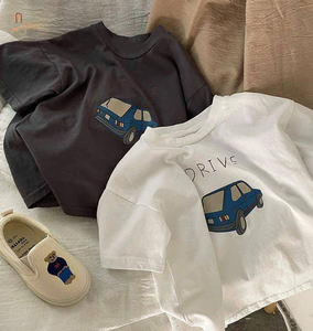 Camisetas y Pantalones Cortos Casuales de Verano para Niños, 100% Algodón, Tejido de Punto, Cuello Redondo, Manga Corta, Ropa Infantil para Niños y Niñas - Product Image 1