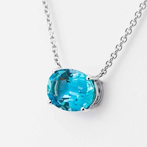 Collier solitaire élégant en or blanc massif 14 carats avec diamant ovale de 7 carats, certifié IGI, pour un style printemps/été et les occasions spéciales - Product Image 3