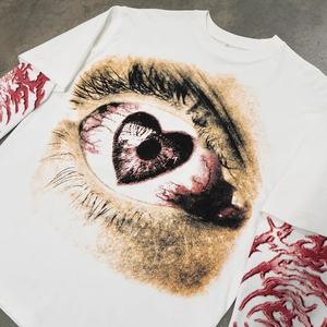 2025 <b>Men</b> Custom DTG Print Boxy Fit Cropped T <b>Shirts</b> Oversized <b>Mens</b> Double Layer Long Sleeve T-<b>shirts</b> With <b>Thermal</b> Waffle Sleeves - Product Image 2