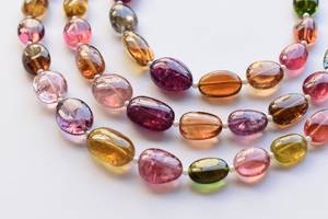 Perles de tourmaline multicolores naturelles, lisses et polies, perles de pierres précieuses en vrac pour la fabrication de bijoux, fournitures de pierres précieuses en gros - Product Image 1
