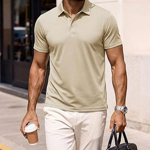 Chemises pour hommes personnalisées imprimées, à manches courtes, en coton tricoté, 3 boutons, coupe classique, sportives, décontractées, chemises de golf confortables - Product Image 2
