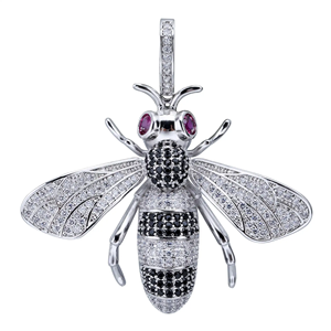 SHREYA DIAM 925 Silver Luxury Gold Plated Moissanite Bee Pendant Necklace Ruby Eyes Micro Pave Insect Design Trendy Unisex - Product Image 6