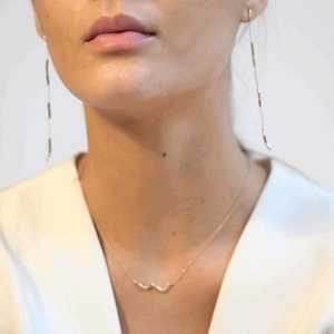 Long <b>Dangle</b> Drop <b>Earring</b> Diamond Chain Threader 75mm Length 10K 14K 18K Solid Gold Round Cut Lab Grown For Women's Everyday Wear - Product Image 3