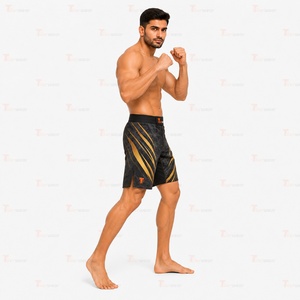 กางเกงชกมวย MMA ระดับมืออาชีพ 180 GSM โพลีเอสเตอร์ผสมสแปนเด็กซ์ น้ำหนักเบา ระบายอากาศได้ดี เหมาะสำหรับฝึกซ้อมมวยไทยและมวยสากล แบบซับลิเมชั่น - Product Image 4