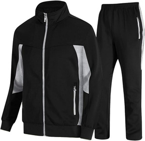 Men’s Premium Sports Tracksuit Casual Cotton Blend Zipper Tracksuit <b>Zip</b>-<b>Up</b> <b>Jacket</b> Elastic Waist Pants Breathable Jogging Set - Product Image 1