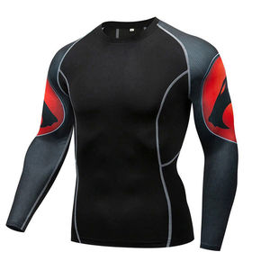 <b>Men's</b> Short Sleeve Anti-UV Rash Guard Sublimation Printed Black Red Quick Dry <b>Compression</b> <b>Shirt</b> MMA BJJ Workout Top - Product Image 5