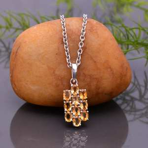 Colgante de plata de ley hecho a mano con citrino, piedra de nacimiento de noviembre, joyería elegante, regalo para mujer - Product Image 6