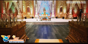 Décor de scène de cérémonie de mariage indien gracieux, mariage sud-indien, scène blanche dorée, décor élégant, scène de réception blanche - Product Image 6