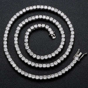เครื่องประดับเพชรเพาะเลี้ยงในห้องปฏิบัติการแบบขายส่ง ทองคำแท้ 14k 18k สร้อยคอเทนนิสเพชรเพาะเลี้ยงในห้องปฏิบัติการ รูปแบบเรียงต่อกันเป็นแถวสม่ำเสมอ - Product Image 3