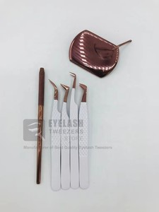 Pinzas para Pestañas de Acero Inoxidable con Punta Dorada Rosa, Marca Privada, Logotipo Personalizado, Duraderas y Precisas para Manicura Profesional - Product Image 4