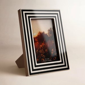 Rectangular White Bone and <b>Black</b> Resin Inlay <b>Picture</b> <b>Frame</b> Premium Decorative <b>Frame</b> for Contemporary Home Furnishing Collection - Product Image 1