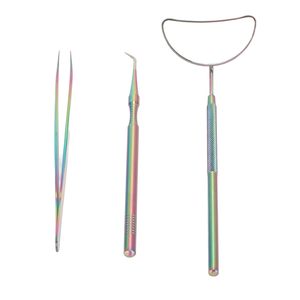 Ensemble de 3 outils pour extensions de cils : Miroir métallique, Pince à épiler, Séparateur, Étui ovale portable – Outil de beauté pour la formation en pose de cils - Product Image 3