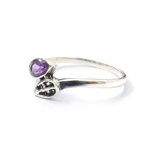 Teardrop Design 1.5g Amethyst Gemstone <b>Silver</b> 925 <b>Ring</b> Trendy Lightweight Sleek Band Jewelry For Daily Wear & Occasion - Product Image 2