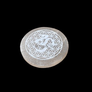 Nouvel arrivage Grande plaque de chargement gravée Orange Sélénite Yantra Fleur Vie Cristaux de guérison spirituelle Minéraux Pierres précieuses - Product Image 5