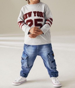 Pantalons pour enfants personnalisés, coupe ample, style baggy, jeans blancs délavés, grandes tailles, 100% coton - Product Image 2