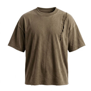 T-shirts délavés tendance, style streetwear décontracté, confortables pour le quotidien, mode masculine - Product Image 1