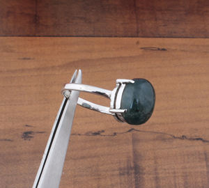 Natural Green Moss Agate Bezel Setting Brilliant Cut 925 Sterling Silver Gemstone <b>Ring</b> Unique Dendritic Agate Statement Women - Product Image 3