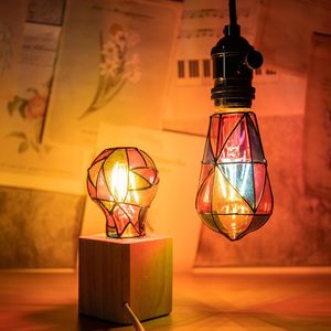 Fun Roma 4W 120V Stained Glass <b>Light</b> Bulb <b>Rainbow</b> Mosaic Decorative Lighting Multi-Colorful Indoor Lighting - Product Image 4