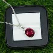 Colgante Ovalado de Rubí Rojo, Collar de Plata de Ley 925, Joyería con Piedra de Nacimiento de Julio, Colgante de Gema Natural, Elegante Regalo para Mujer - Product Image 2