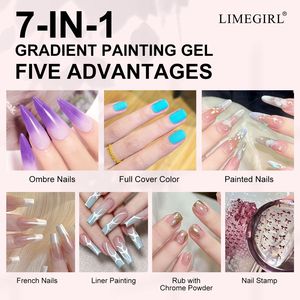 Gel de Pintura Degradado Limegirl, 9 Colores Brillantes Ombre, Set de Manicura Francesa UV para Esmalte de Uñas y Pigmento - Product Image 3