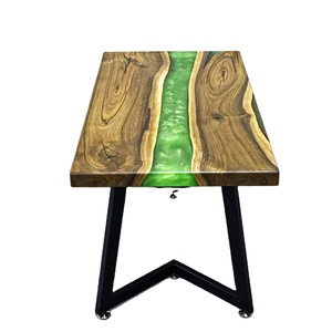 Table de salle à manger unique en résine époxy naturelle avec cadre en métal et finition brillante pour une décoration traditionnelle contemporaine - Product Image 3