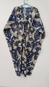 Robe Kaftan d'été sans manches en coton à imprimé floral tropical pour femme - Tenue décontractée de plage et de détente - Naaz Textile fabriqué au Rajasthan - Product Image 3