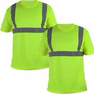 เสื้อยืดนิรภัยแบบมองเห็นได้ชัดเจนสำหรับผู้ชาย สีเหลือง แถบสะท้อนแสง แห้งเร็ว ชุดทำงาน เสื้อลำลองฤดูร้อน แขนสั้น - Product Image 4