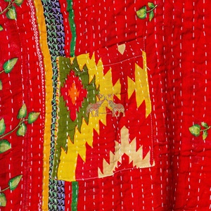 Cotton Vintage Handmade Kantha Work Kaftan Fashionable Designer High Quality <b>Fabric</b> Washable Dress - Product Image 2