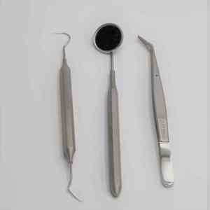 Kit de Limpieza Dental Manual de Acero Inoxidable, 3 Piezas, Herramientas de Odontología, Espejo Bucal, Pinzas Quirúrgicas - Product Image 1