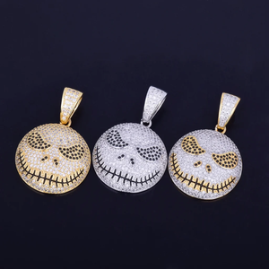 Round Face Pendant Necklace Cubic Zircon Mens Hip Hop Jewelry <b>Iced</b> <b>Out</b> Circular Medallion Bling Gold Silver <b>Chain</b> Charm Mens - Product Image 1