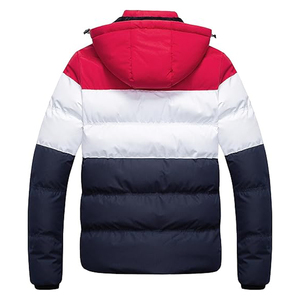 Veste matelassée unisexe en toile épaisse avec capuche patchwork, imperméable, coupe-vent, fermeture éclair, service OEM - Product Image 2