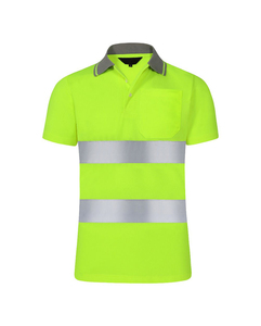 Chemises de travail haute visibilité pour hommes, manches courtes, respirantes, imperméables, séchage rapide, en polyester réfléchissant, sécurité optimale - Product Image 1